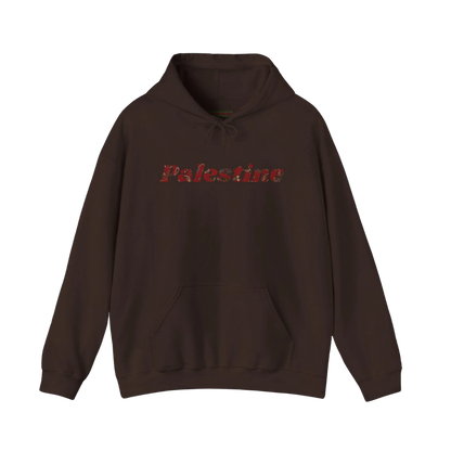 Palestine Hoodie with Woven Rug Printed Font