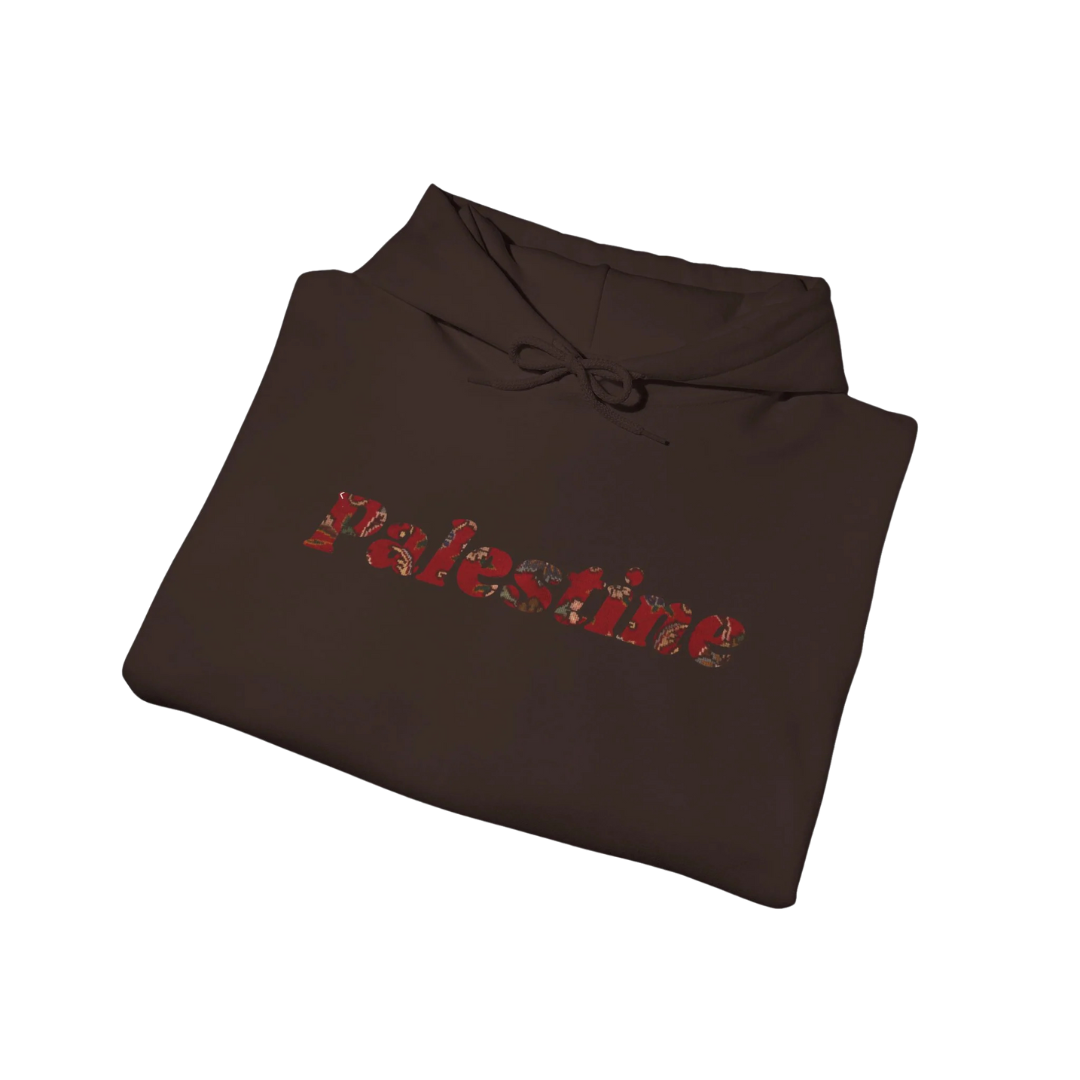 Palestine Hoodie with Woven Rug Printed Font