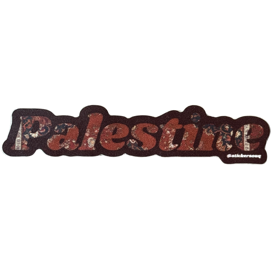 Palestine Sticker with Woven Rug Filled font