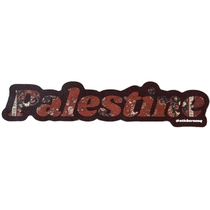 Palestine Sticker with Woven Rug Filled font