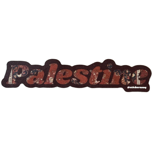 Palestine Sticker with Woven Rug Filled font