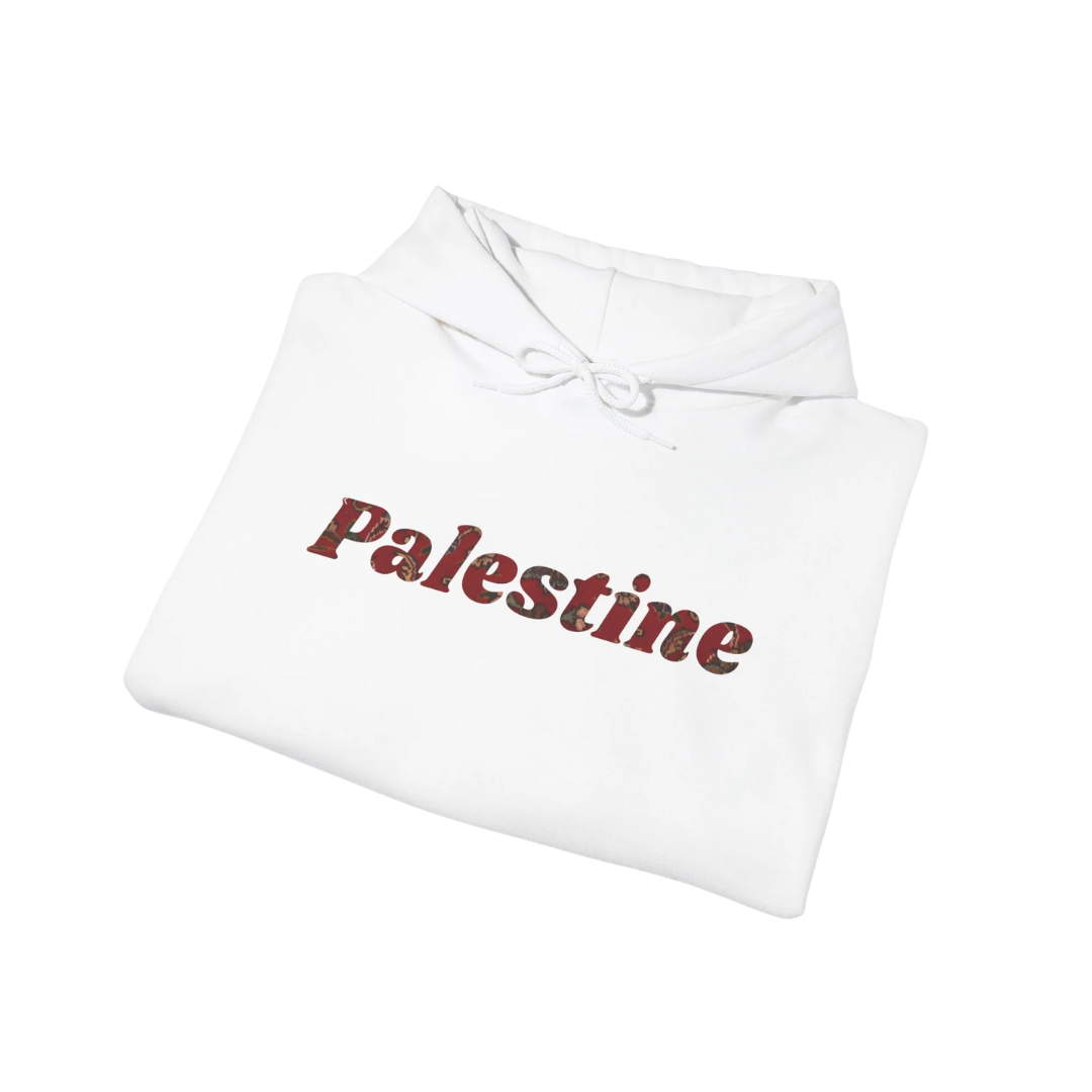 Palestine Hoodie with Woven Rug Printed Font